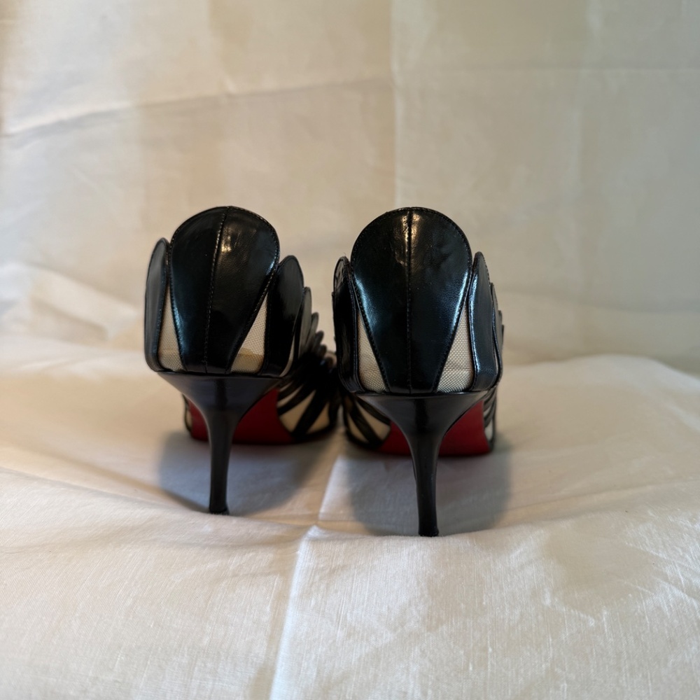 Vintage Christian Louboutin Mesh and Leather Kitten Heels - Picture 6 of 7